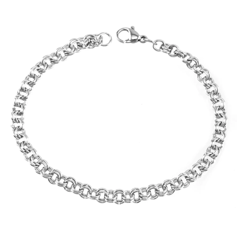 Женский браслет с двойной петлей шириной 4 мм из нержавеющей стали|Цепочки и