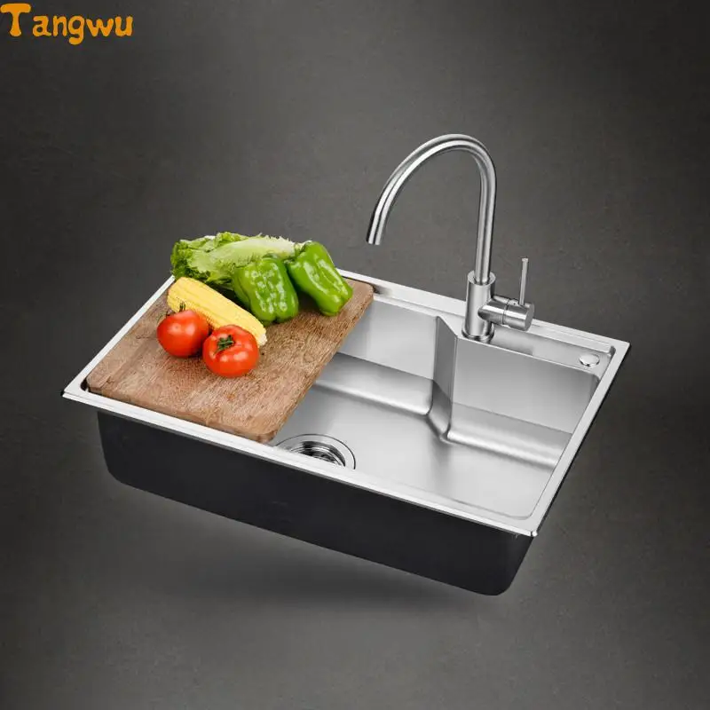 Кухонные раковины бесплатная доставка одинарный набор из нержавеющей стали