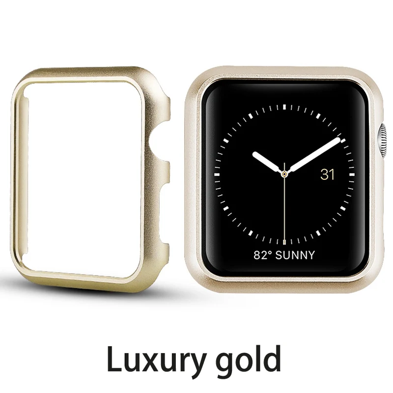 Золото Металлические часы чехол для apple watch 38/40 мм 42 44 мм Защитная крышка бампера отделка Алюминий сплав Frame watch series 5/4/3/2/1 - Цвет: Золото