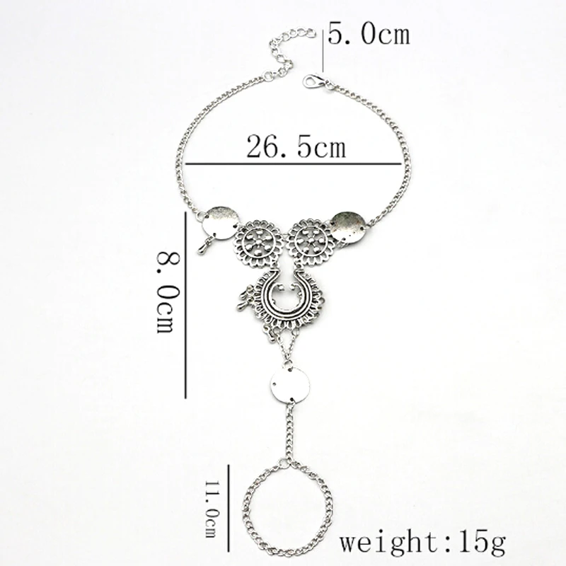 1pc Bohemian Jewelry Antique Silver Color Hollow Flower Chain Anklets Beach Barefoot Sandals Foot Boho Chic | Украшения и