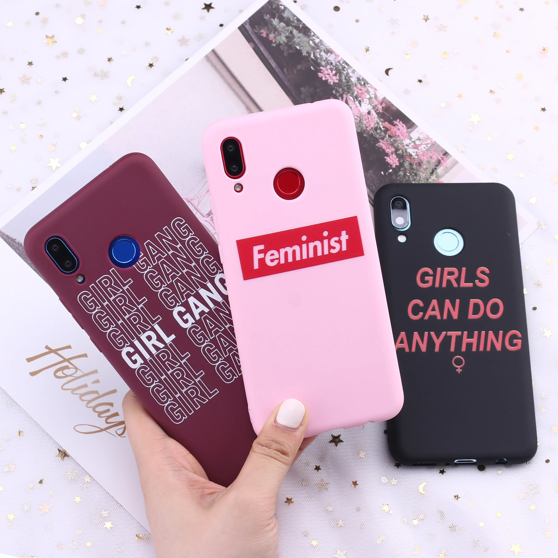 For Samsung A41 S8 S9 S10 S10e S20 Plus Note 8 9 10 A7 A8 Girls Feminist Girl Gang Candy Silicone Phone Case Cover Capa Fundas | Мобильные
