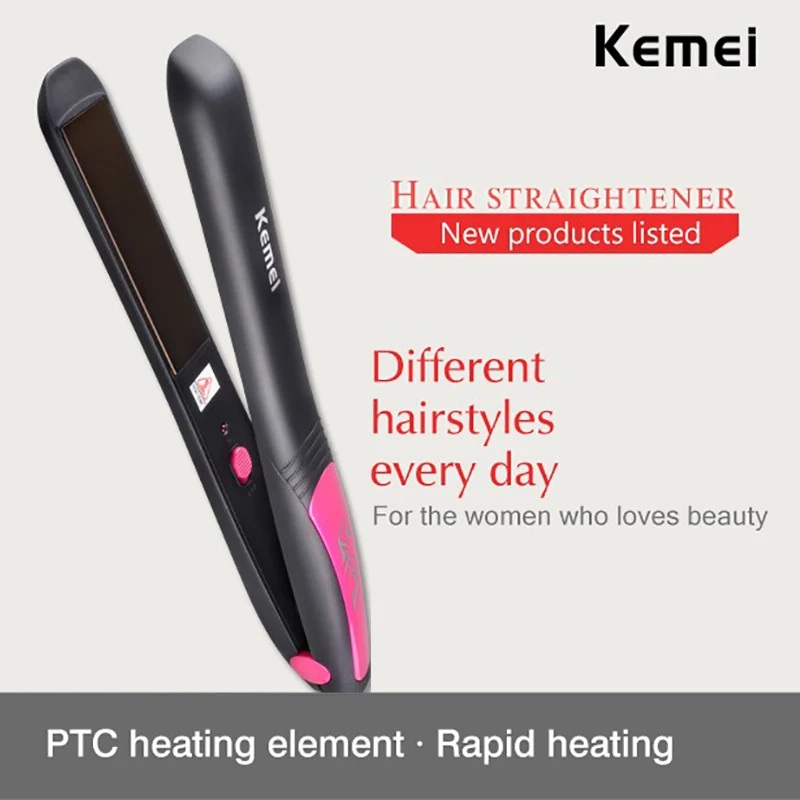 Профессиональный утюжок для выпрямления волос KEMEI турмалиновый Керамический