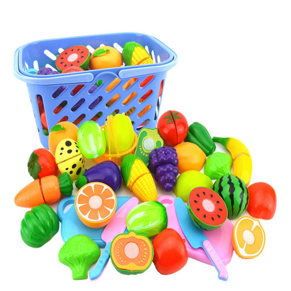 

24/18/12/6/4Pcs/Set Plastic Fruit Vegetables Cutting Toy Early Development And Education Toy For Baby - Color Random