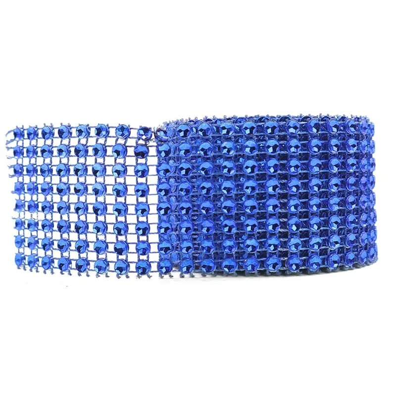 Royal blue 2 ярда 4 см Bling сетка-рулон с алмазами событие Вечеринка День рождения Свадьба DIY Украшение стола обертка для бутылки ленты с кристаллами Rhineston тюль - Цвет: Royal blue