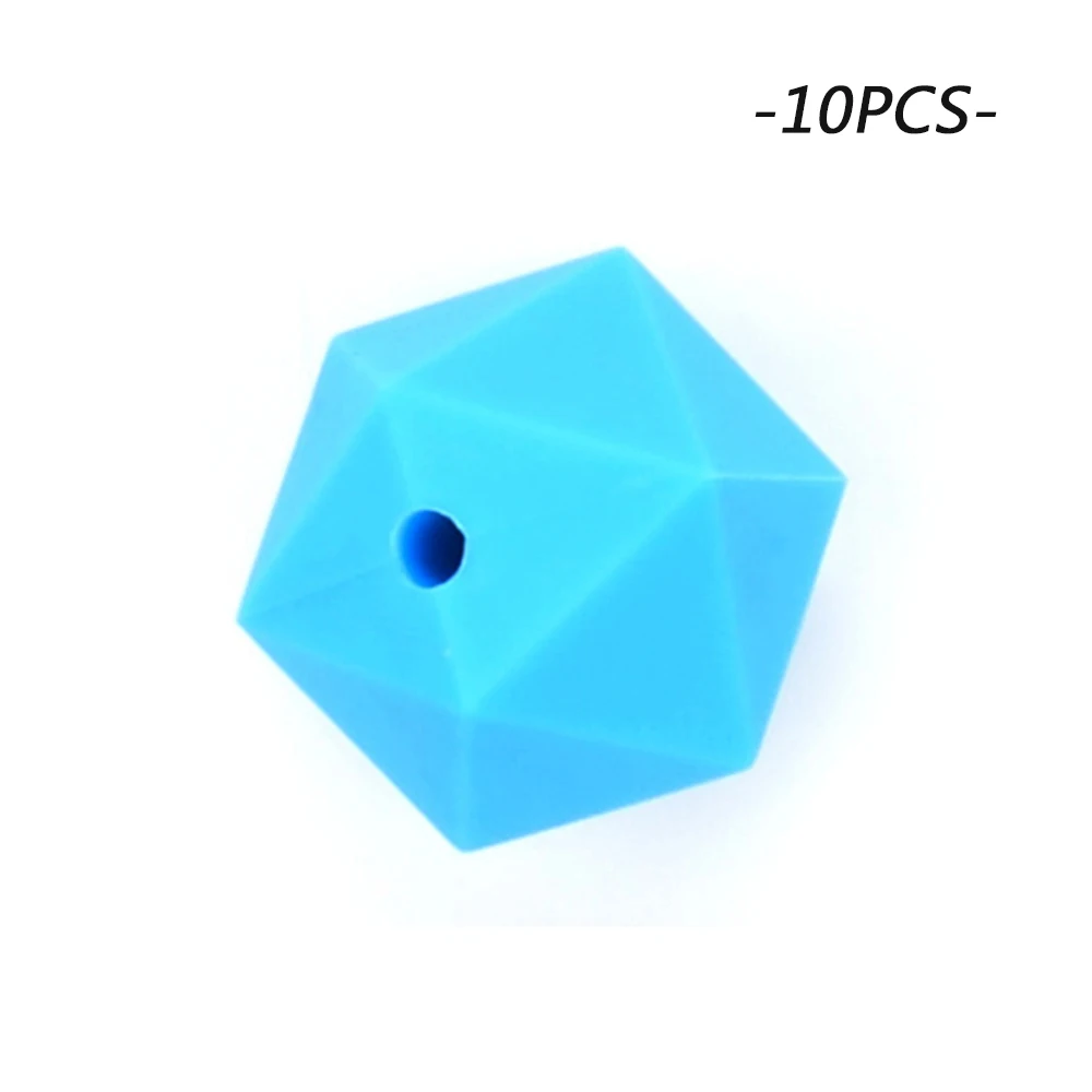 deep skyblue LOFCA 10 шт./лот силиконовые икосаэдрон бусины Детские Прорезыватели BPA бесплатно детская игрушка из мультика жевательные бусины силиконовые DIY ожерелье ювелирные изделия - Цвет: deep skyblue