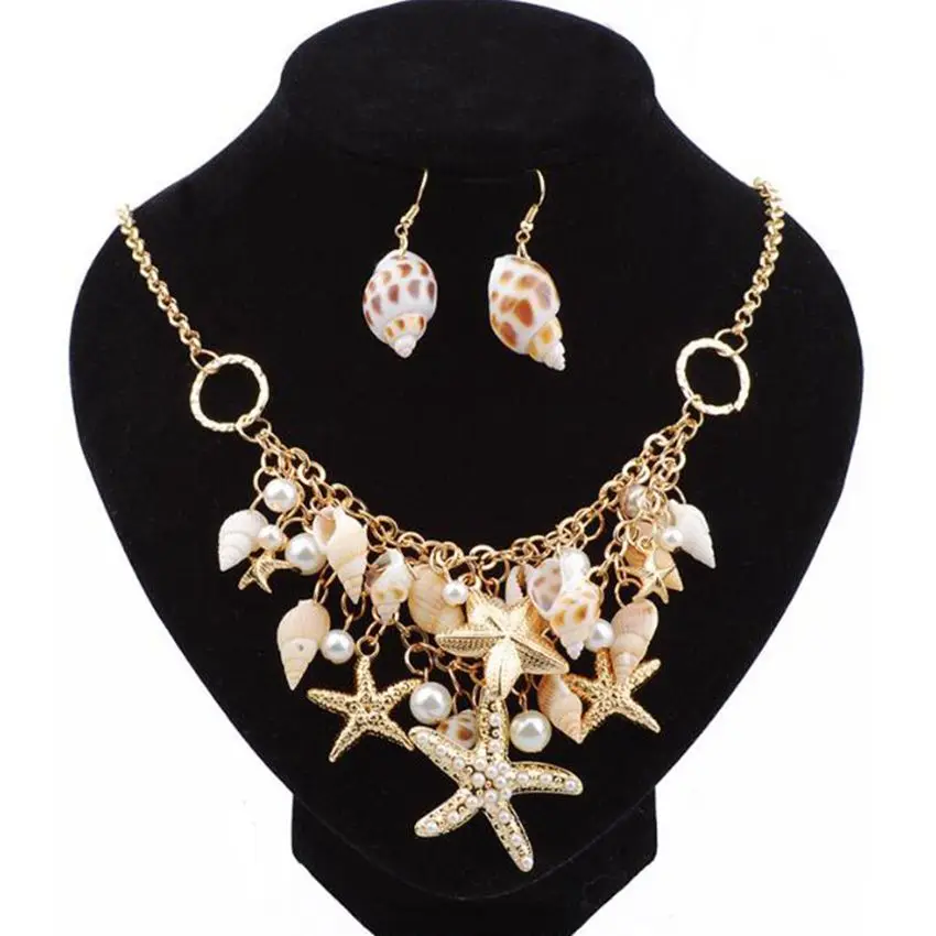 Модные В виде ракушки Перл кластера Талисманы колье Биб Ожерелья для мужчин и