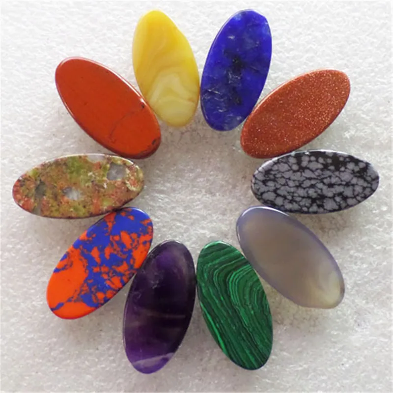 (10 шт./лот) оптовая продажа Овальный Кабошон из натурального смешанного камня 30x15x7