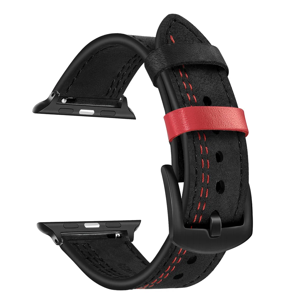 Уникальный ремешок из натуральной коровьей кожи для iWatch Apple Watch Series 5 4 3 2 1 38 мм 40 мм 42 мм 44 мм 316L сталь застежка ремешок