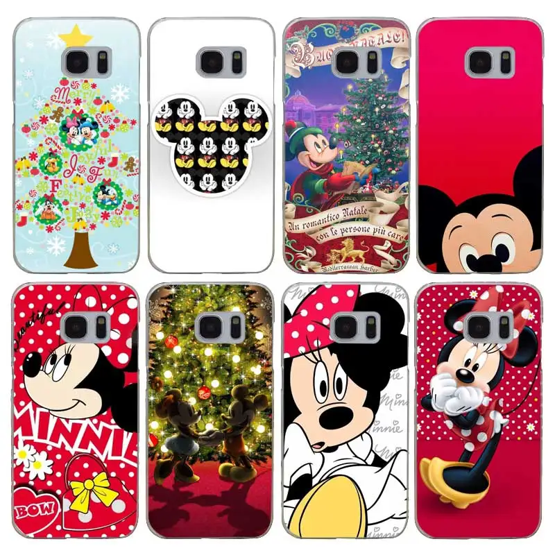 H064 Christmas Mickey Minnie Transparent Hard PC Case Cover For Samsung Galaxy S Note 3 4 5 6 7 8 9 Edge Plus |