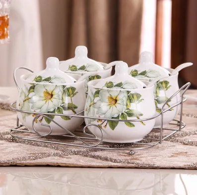 4 шт. керамическая банка для специй с крышкой|контейнер чеснока| |