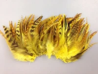 100pcs 4 6 inch yellow rooster feather barred rooster grizzly feathers hair extension chicken plumages hat headdress jewelry diy