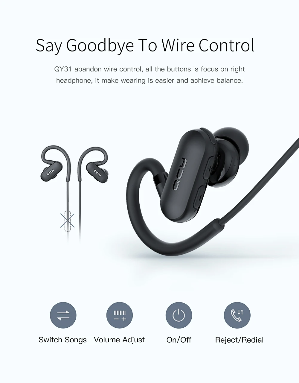 QCY QY31 IPX4 наушники с защитой от пота Беспроводные спортивные Bluetooth V4.1 наушники с шумоподавлением наушники с микрофоном и сумкой для хранения