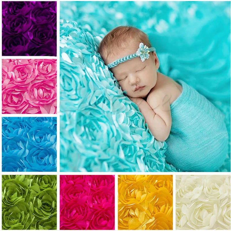 

1*1.4M Baby Newborn Photography Blanket Backdrops Rose Flower Infant Girl Boy 3D Rose Photo Props Background Accessory