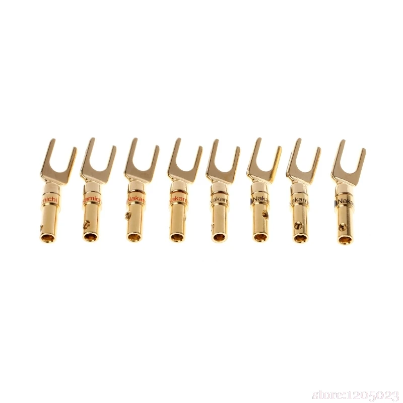 NEW 8 Pcs Brass Gold Plated Y Spade Speaker Plugs Audio Screw Fork Connector Adapter | Обустройство дома
