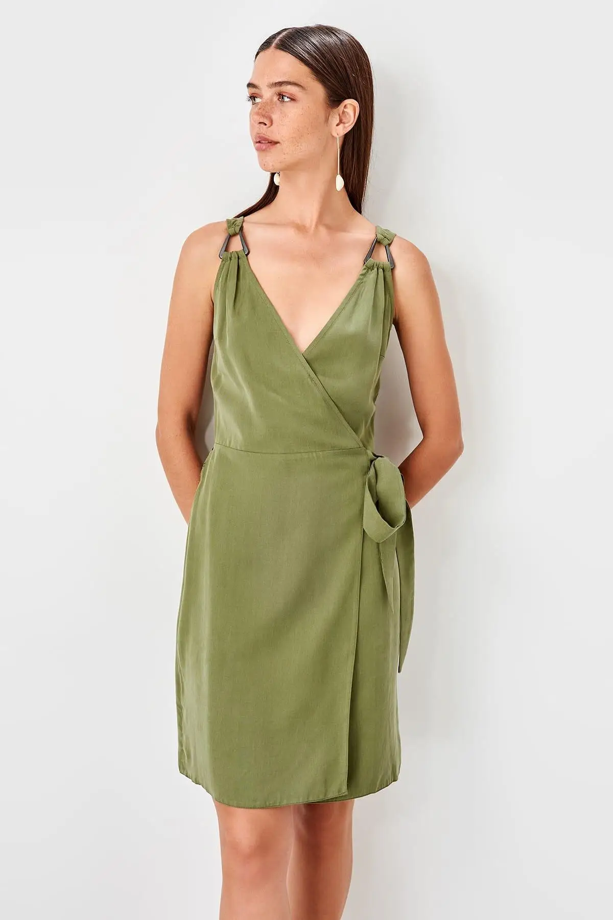 Trendyol платье цвета хаки с пряжкой TWOSS19BB0212|Женские платья| |