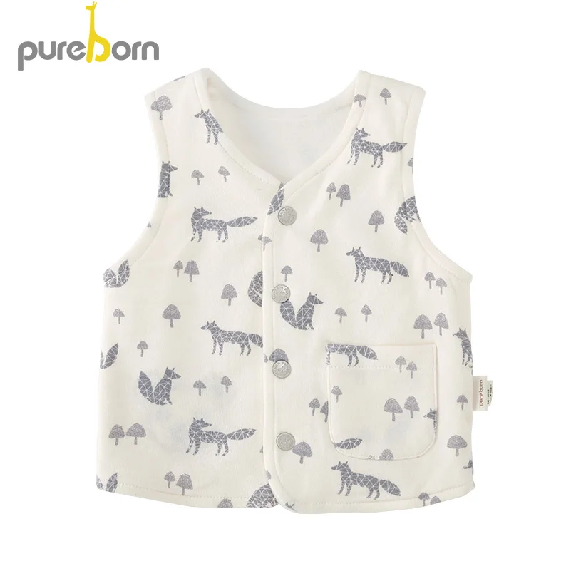 Pureborn/жилет для маленьких девочек Реверсивный флисовый топ с рисунком лисы