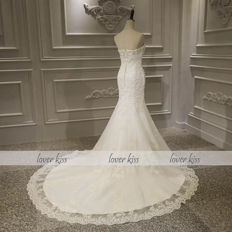 Lover Kiss Vestido De Noiva потрясающие свадебные платья русалки без бретелек свадебное платье невесты полный бисерный лиф Свадебные платья robe mariage