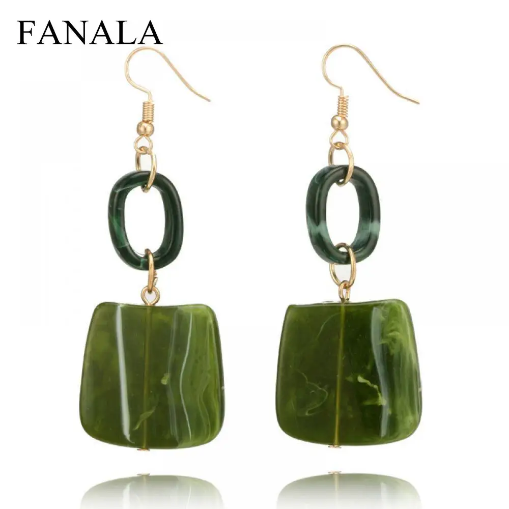 Серьги Geometry сплав Винтаж Jewelry Цвет свежие акриловые летние зеленые лаконичные