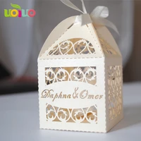customized name logo laser cut wedding souvenirs romantic wedding candy box
