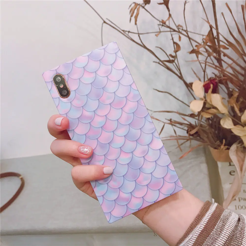 Матовый чехол для телефона с рисунком русалки и рыбьей чешуи IPhone XSmax XR XS X 8 8Plus 7 7Plus