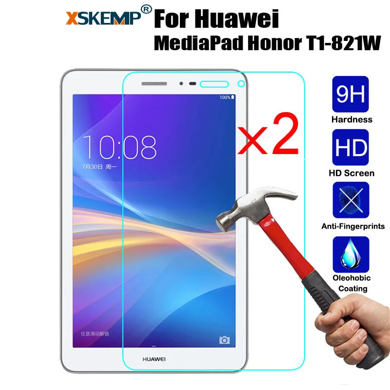 XSKEMP 2 шт./лот 9 H закаленное Стекло для huawei MediaPad честь T1 8 &quotT1 821W фильм таблетки