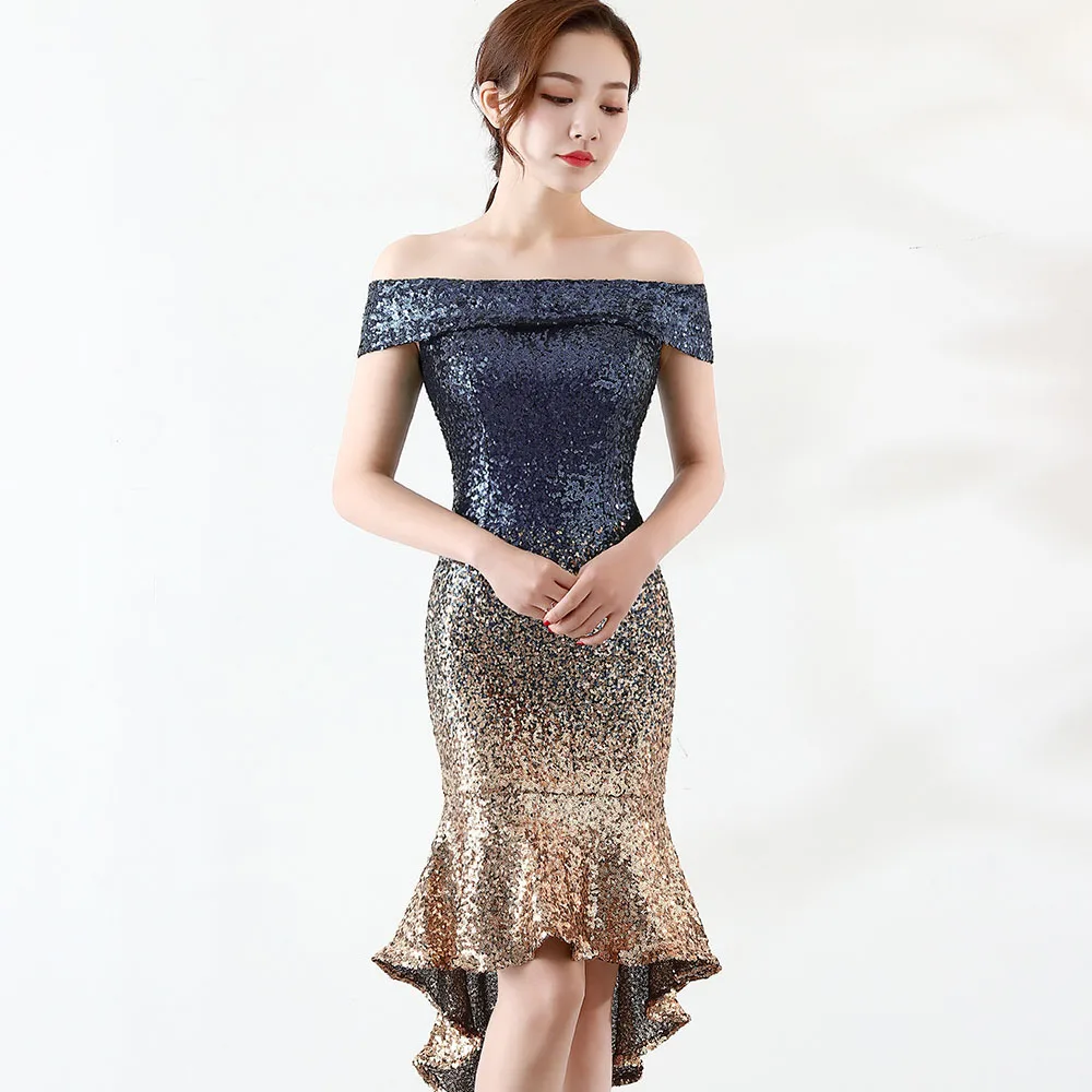 Роскошное женское короткое платье с блестками Vestidos открытыми плечами без