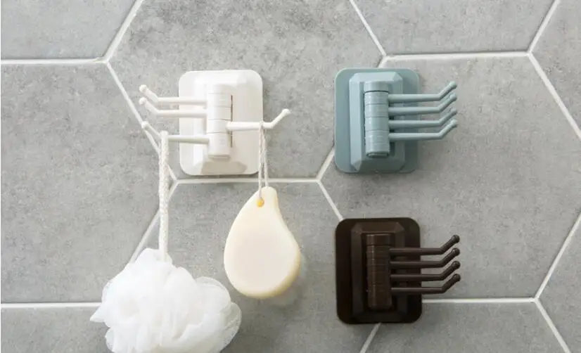 1 шт. домашняя креативная настенная вращающаяся 4 крючка для кухни ванной вешалка