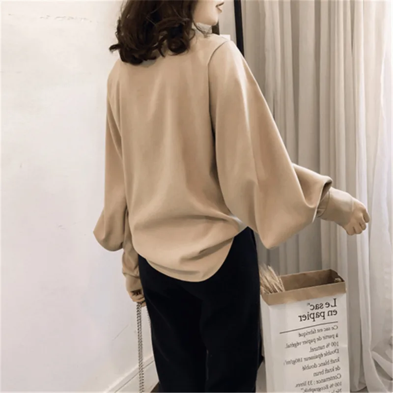 Корейская шифоновая блузка с рукавами-фонариками Женская Туника большого