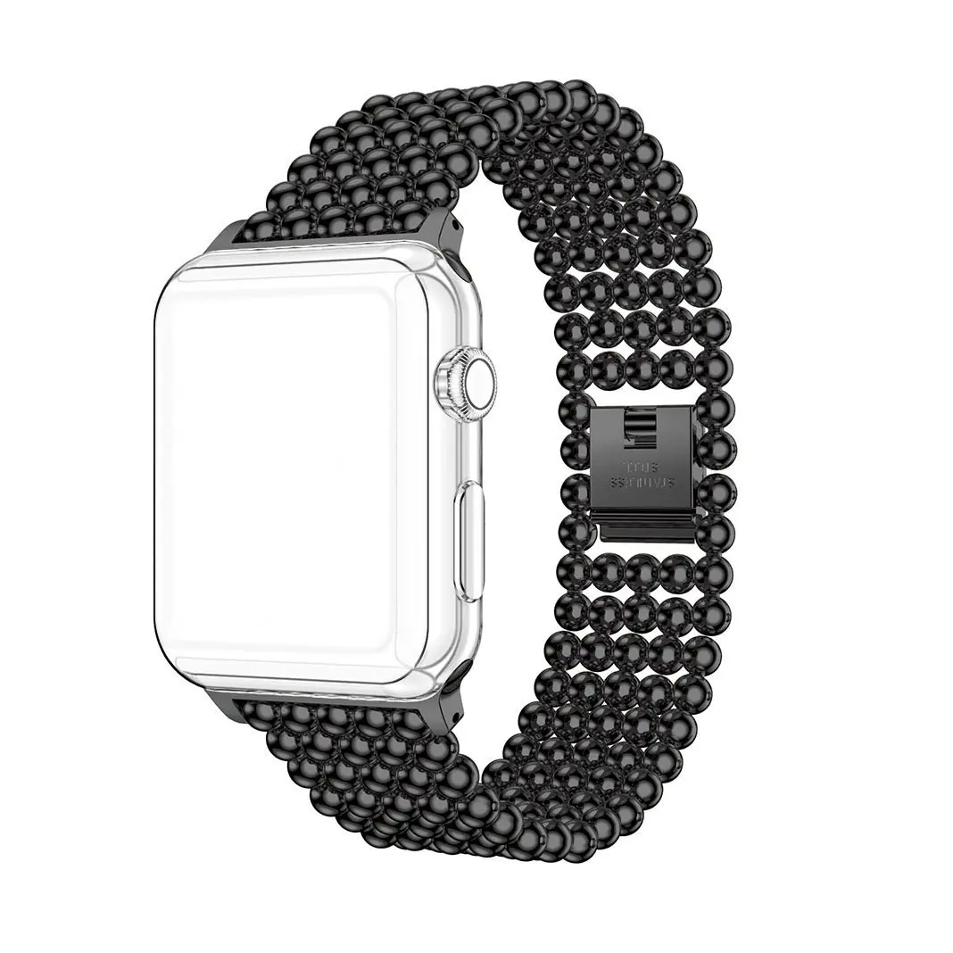 JANSIN роскошный ремешок из нержавеющей стали для Apple Watch 38 мм 40 мм 42 мм 44 мм бисер стиль ремешок для часов для iWatch серии 5 4 3 2 1