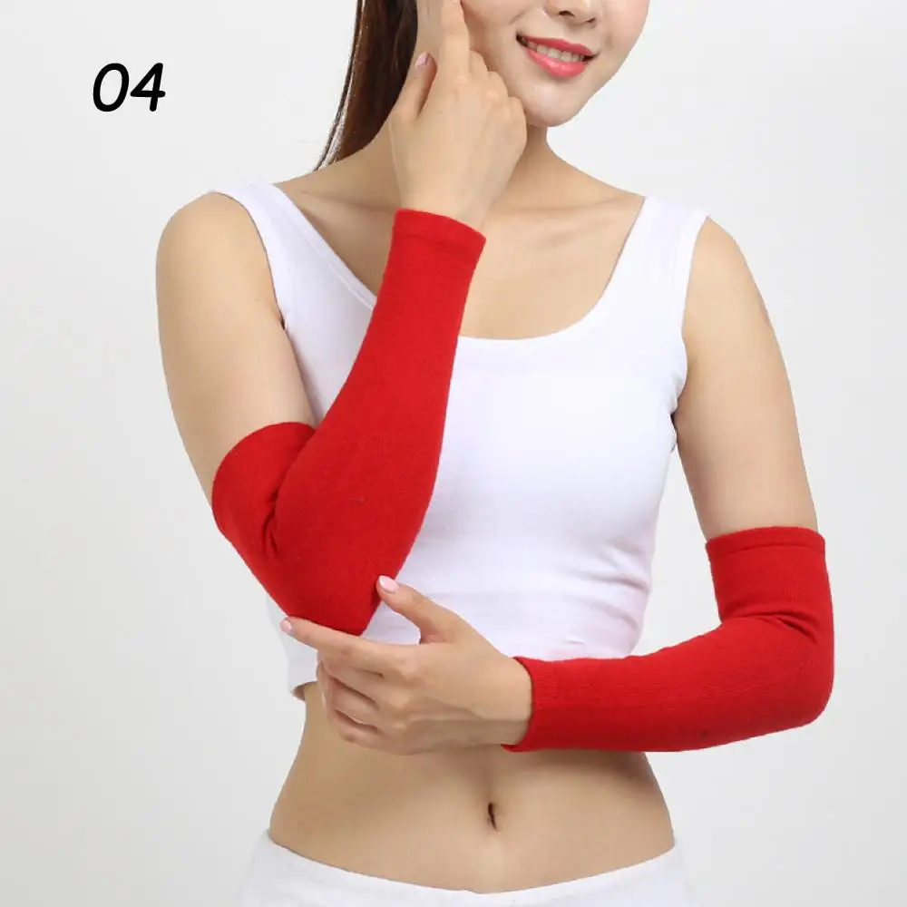 04 Red Arm Warmer Sparsil, шерстяные вязаные гетры унисекс, эластичные теплые перчатки, Осень-зима, 40 см, толстые, на запястье, налокотники, защита, длинный рукав - Цвет: 04 Red Arm Warmer