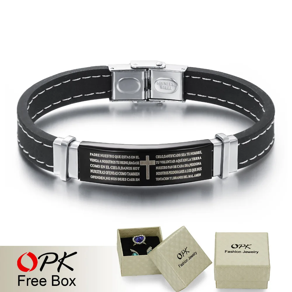OPK МОДНЫЕ черные силиконовые мужские браслеты винтажные Религиозные Иисус