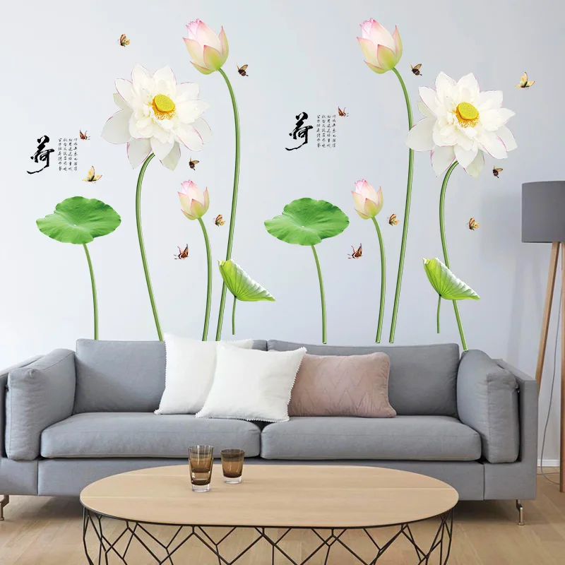 Lotus Flower китайский стиль гостиная спальня задний фон съемные Экологичные