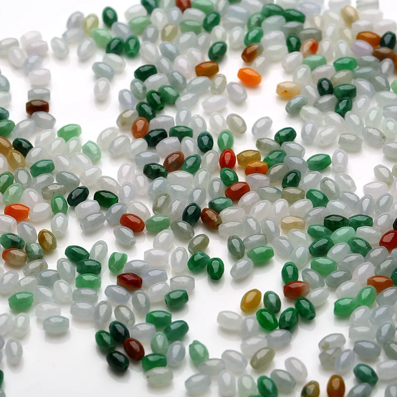 50 pcs Burma three small beads wholesale natural a cargo jade ice waxy ock scattered DIY jewelry with sub | Украшения и