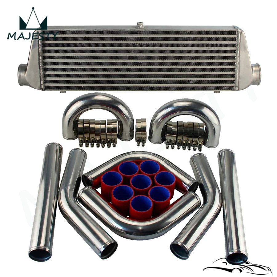 

Алюминиевый шланг с креплением спереди, интеркулер 550x180x64 мм + 2,5 дюйма, комплект зажимов для шланга «сделай сам»