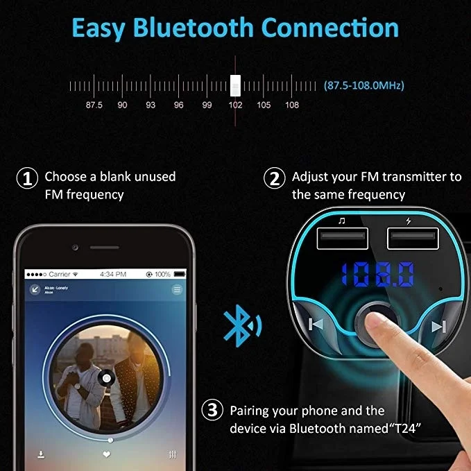 Беспроводной автомобильный fm-передатчик радио адаптер громкой связи двойной USB