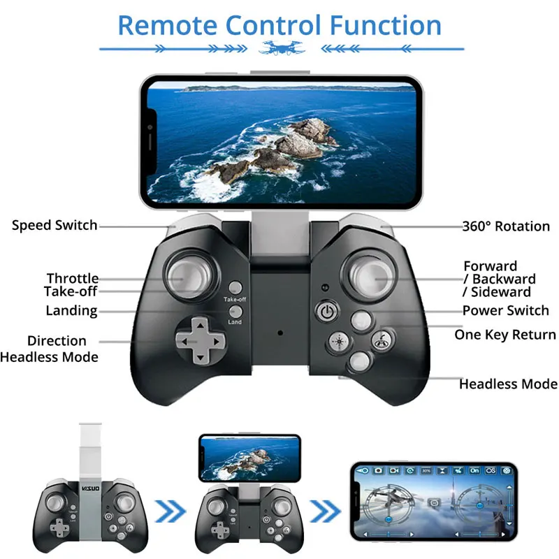 Visuo XS809HW XS809W селфи Дрон с Широкий формат HD Камера Wifi FPV RC складной Quadcopter вертолет