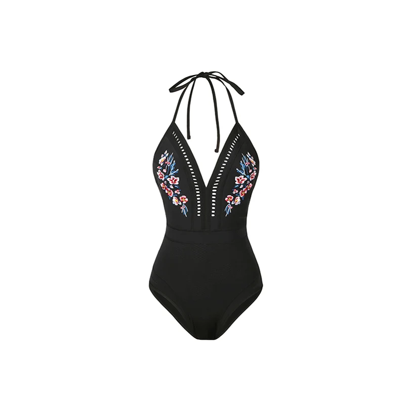 M&ampM Korean Version Of The Burst Piece Body Black Print Ladies Swimsuit Off Shoulder Gather Swimwear Sexy Strap | Спорт и