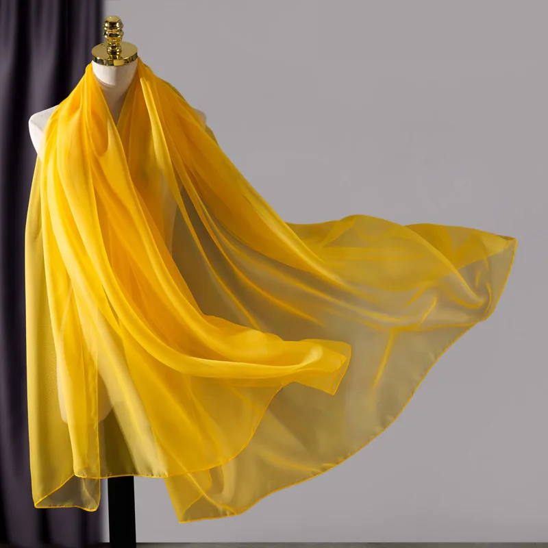 Новый шарф из чистого шелка Яркий пляжный большая шаль тонкий женский шифоновый