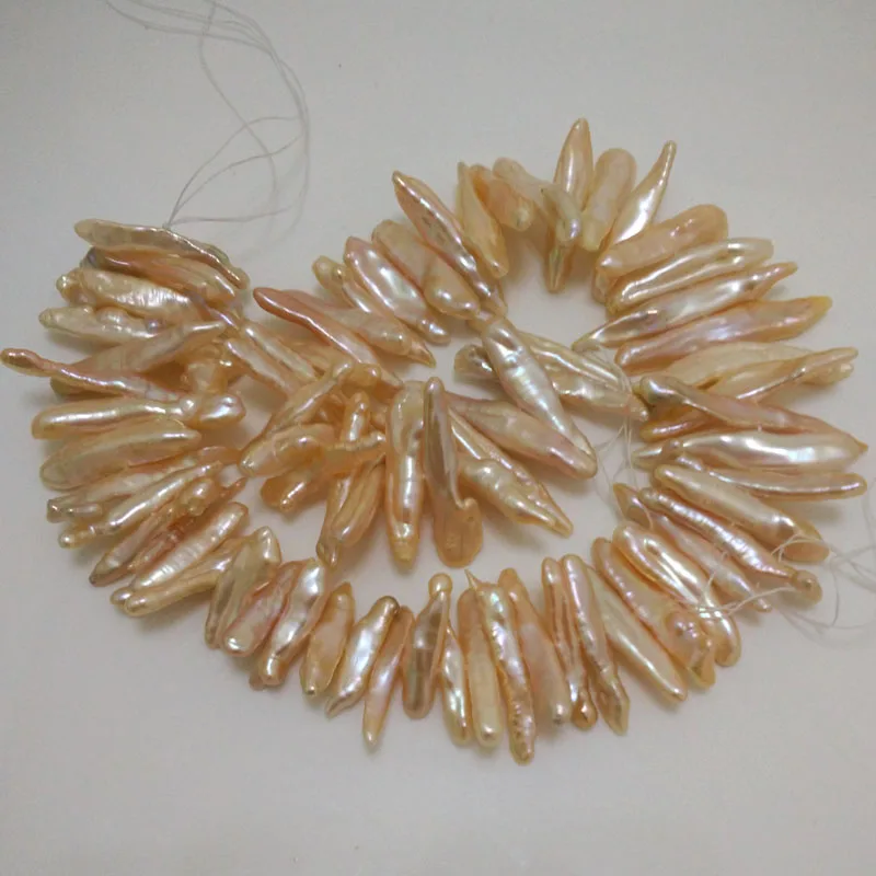 

16 inches 5-30mm Natural Pink Center Drilled Baroque Biwa Pearls Loose Strand