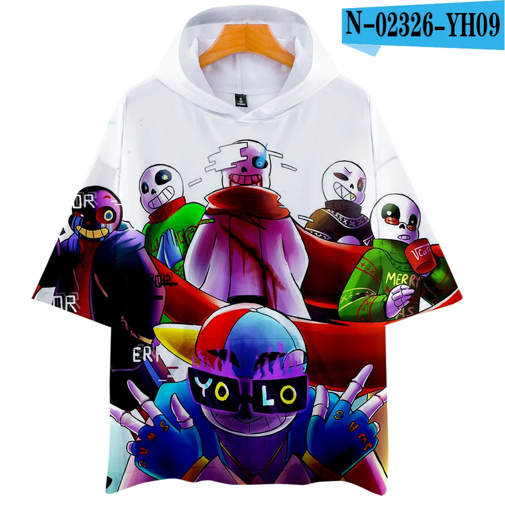 Undertale 3D Футболка с принтом Мужская мода Harajuku повседневная с коротким рукавом Kawaii популярная игра 3D футболка с капюшоном XXS-4XL - Color: N02326