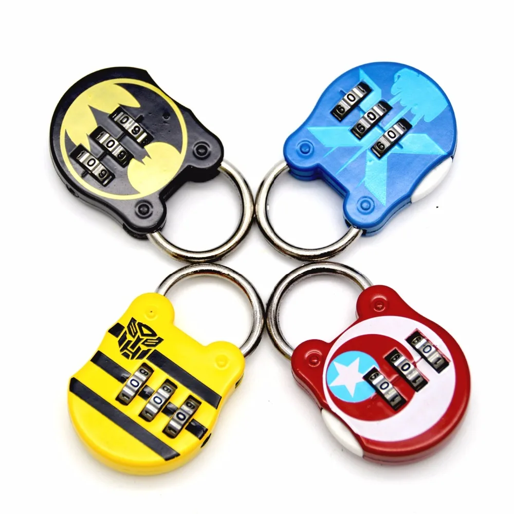 

2019 Creative cartoon password lock Zinc alloy Mini metal combination lock for luggage Zipper fashion padlock