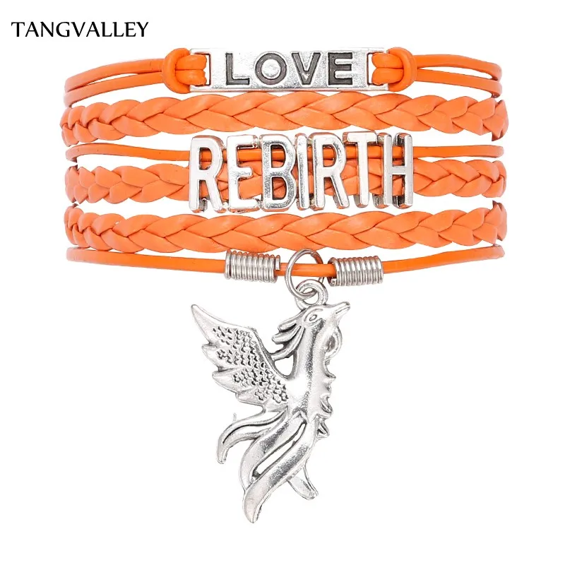 TANG VALLEY модный Феникс возрождение кожаный браслет для женщин мужчин регулируемый
