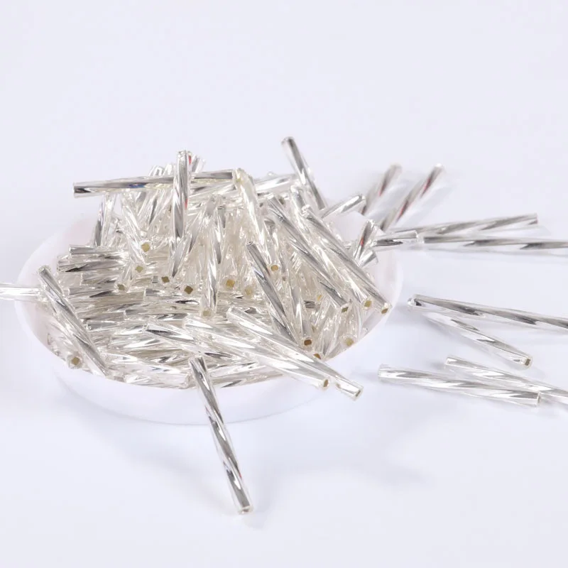 9 100 pcs Handmade DIY Glass Twisted Tube Jewelry European Embroidery Bead Accessories with 25mm Glass Spiral Tube Length - Цвет: 9