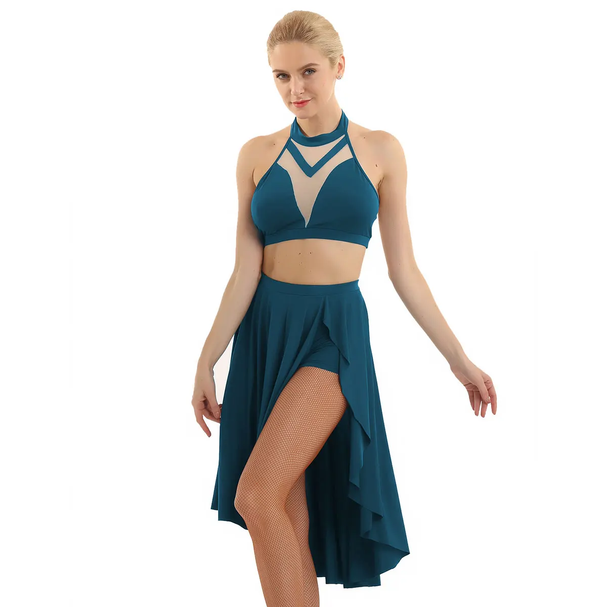 ChicTry женский укороченный топ с открытой спиной и асимметричной балетной юбкой