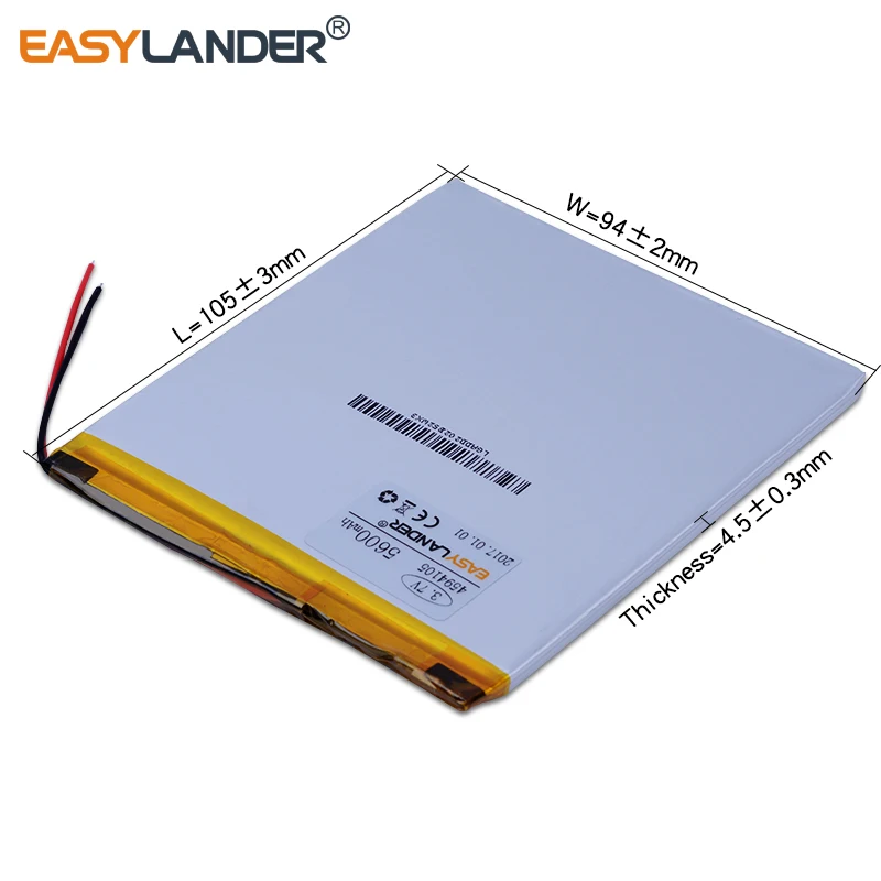 10 шт./лот 3 7 V 5600mAh 4594105 перезаряжаемый литий полимерный ионный аккумулятор для CHUWI