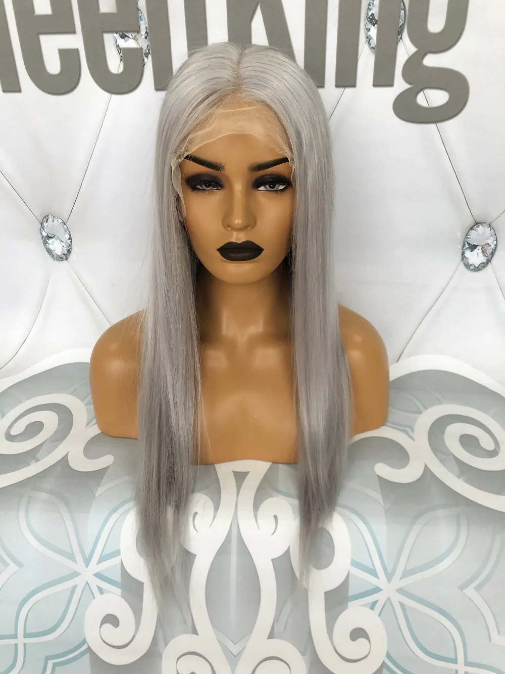 QueenKing парик из прозрачного кружева спереди 180% Плотность пепельный светловолосый парик серебристо-серый бразильский волосы Remy за ночь