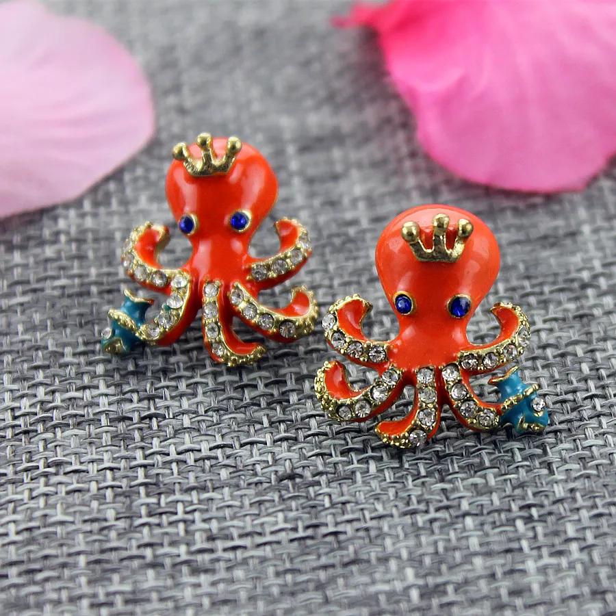 Модные серьги гвоздики 2014 новые модные и чистые свежие элегантные с осьминогом