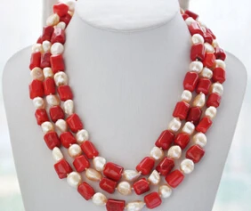 

Women Gift word Love real huij 004808 17mm cylindrical red coral 15mm baroque pink fw pearl necklace african beads indian
