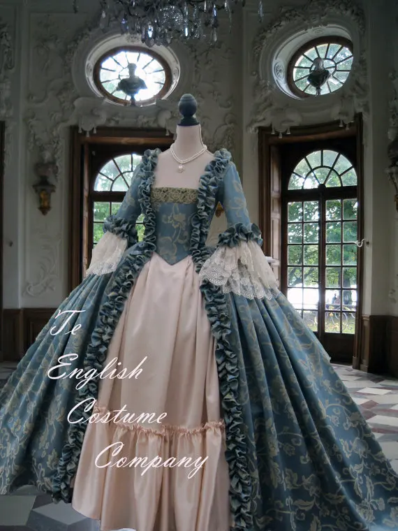 Полностью корсетный рококо колоний грузинский 18thc Marie Antoinette день суд платье - Цвет: image color