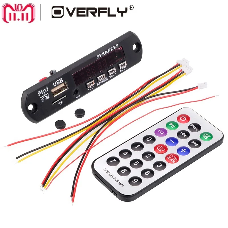 Overfly беспроводной Bluetooth 12 в MP3 WAV WMA декодер доска аудио модуль USB SD TF радио для